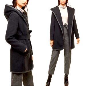 WILFRED Dark Gray  Wool Cashmere Waist Tie Coat Size XS
